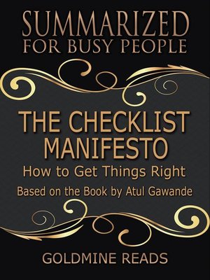 cover image of The Checklist Manifesto--Summarized for Busy People